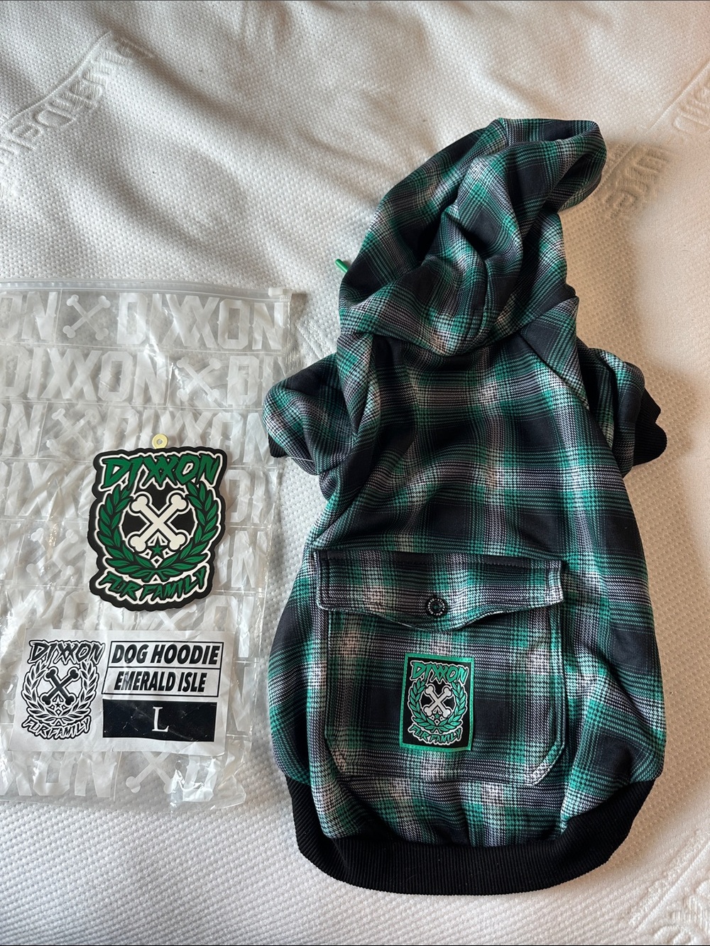 DIXXON Plaid Hooded Dog Jacket in Green and Black
